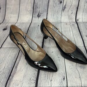 AGL Navy Patent Leather Strap Heel